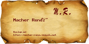 Macher René névjegykártya
